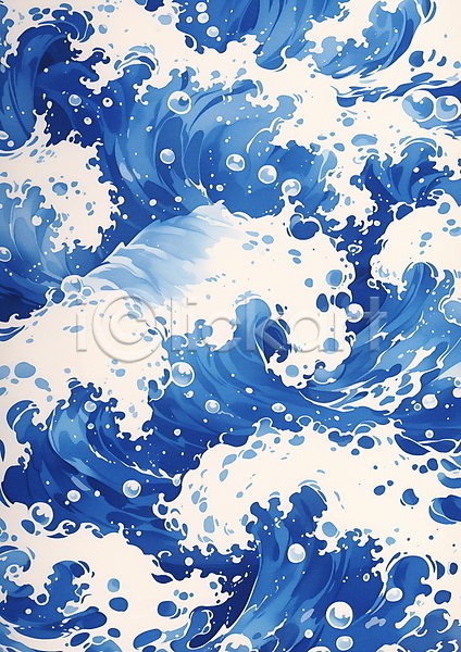 분위기 사람없음 JPG 일러스트 거품 물방울 백그라운드 여름(계절) 자연 트로피컬아트 파도 파란색