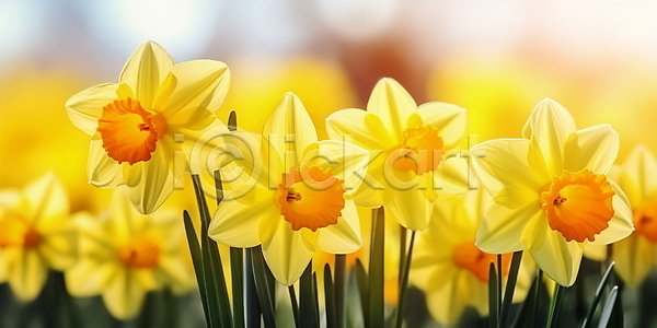 사람없음 JPG 편집이미지 꽃밭 꽃축제 노란색 봄꽃 수선화 여름(계절) 자연 주간 풍경(경치) 햇빛
