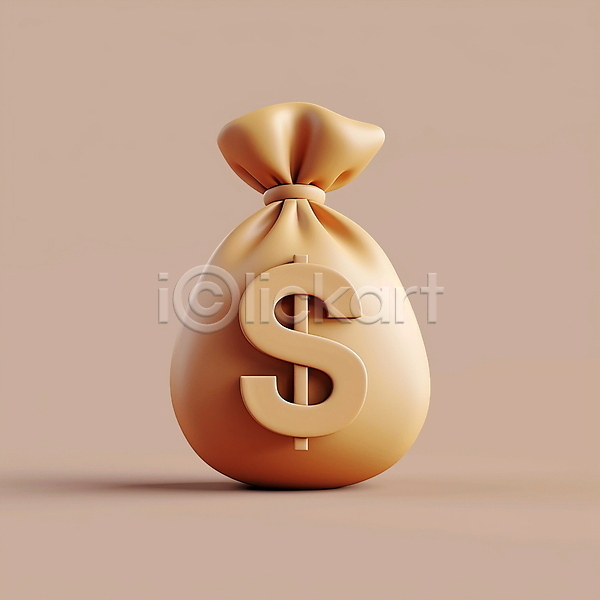 사람없음 3D PSD 아이콘 입체아이콘 갈색 금융 달러 돈 돈자루 부(재산) 은행(금융) 자본 주머니