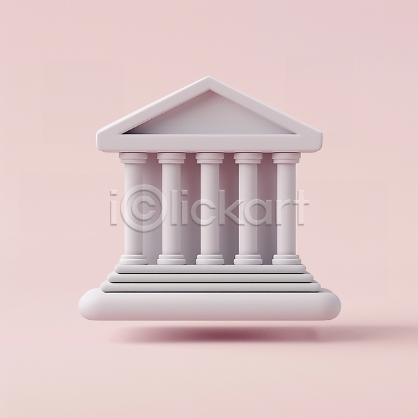 사람없음 3D PSD 아이콘 입체아이콘 건물 금융 금융기관 분홍색 은행(금융)