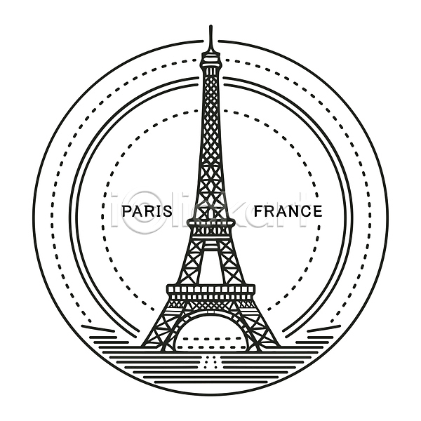 사람없음 AI(파일형식) 일러스트 건축 검은색 랜드마크 세계 에펠탑 파리(프랑스)