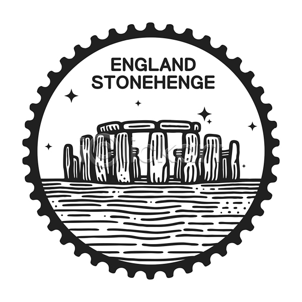 사람없음 AI(파일형식) 일러스트 건축 검은색 돌(바위) 랜드마크 별 세계 스톤헨지 영국