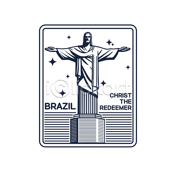 사람없음 AI(파일형식) 일러스트 건축 그리스도상 랜드마크 별 브라질 석상 세계 흰색