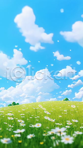 사람없음 JPG 편집이미지 구름(자연) 꽃 맑음 봄풍경 초원(자연) 하늘