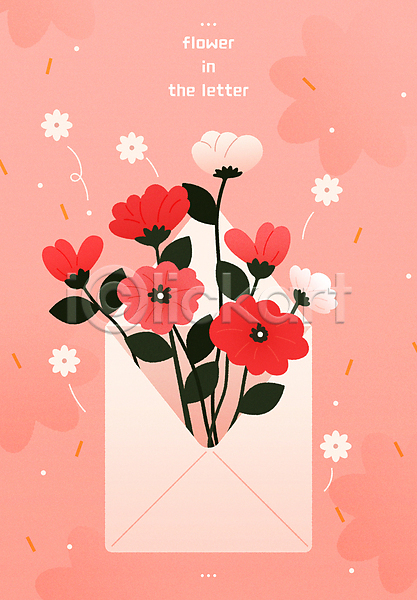 감성 사랑 사람없음 AI(파일형식) 일러스트 꽃 백그라운드 봄 분홍색 선물 카드(감사) 타이포그라피 편지 편지지