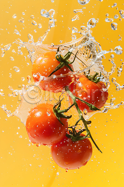 신선 사람없음 JPG 편집이미지 과일 노란색 백그라운드 스플래쉬 토마토
