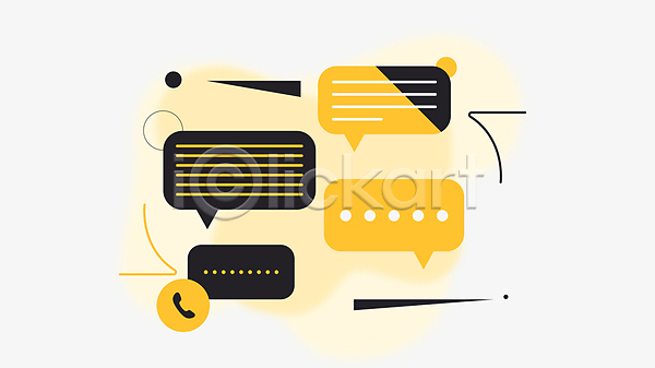 사람없음 AI(파일형식) 일러스트 노란색 말풍선 메시지 메신저 비즈니스 소셜미디어 심플 원형 커뮤니케이션 통화
