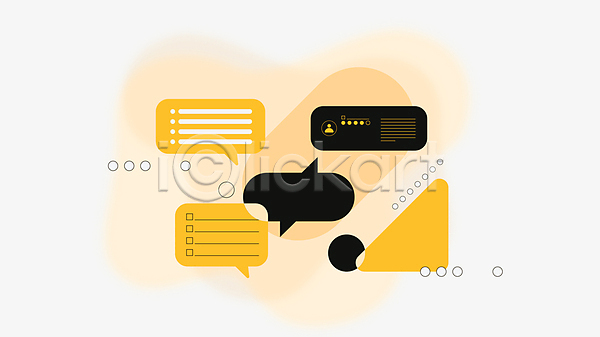 사람없음 AI(파일형식) 일러스트 노란색 말풍선 메시지 메신저 비즈니스 소셜미디어 심플 원형 커뮤니케이션 프로필