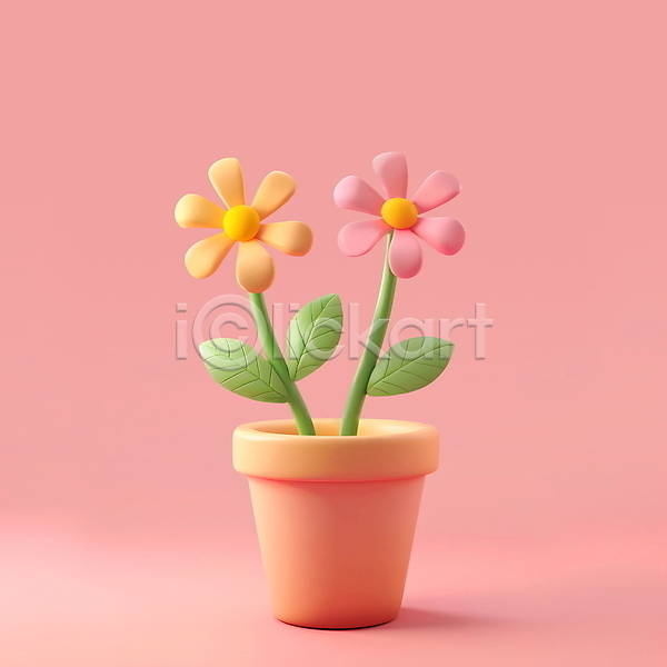 사람없음 PSD 앞모습 편집이미지 꽃 봄 분홍색 오브젝트 잎 점토 화분