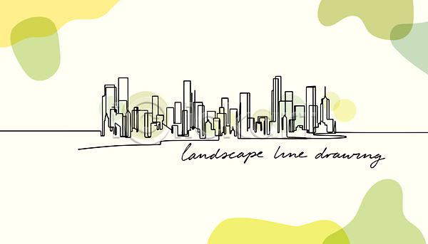 사람없음 AI(파일형식) 라인일러스트 일러스트 도시 도시풍경 디자인 라인아트 미니멀 스카이라인 초록색 풍경(경치)