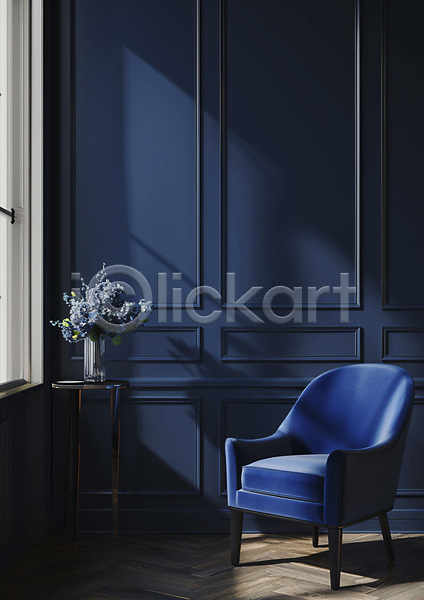 감성 사람없음 JPG 편집이미지 공간 그림자 꽃병 백그라운드 오브젝트 의자 인테리어 창문 카피스페이스 탁자 파란색 햇빛 화초
