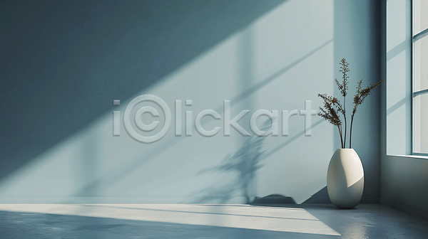 감성 사람없음 JPG 편집이미지 공간 그림자 백그라운드 오브젝트 인테리어 창문 카피스페이스 파란색 햇빛 화분 화초