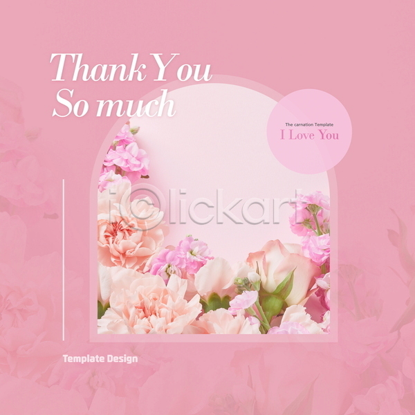 감사 사랑 사람없음 PSD 디지털합성 템플릿 백그라운드 분홍색 카네이션 카드(감사) 타이포그라피 편집소스 프레임