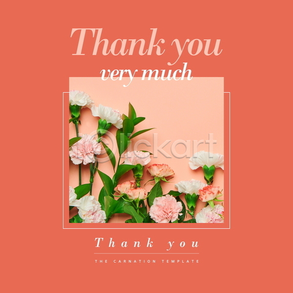 감사 사랑 사람없음 PSD 디지털합성 템플릿 다홍색 백그라운드 카네이션 카드(감사) 타이포그라피 편집소스 풀(식물) 프레임