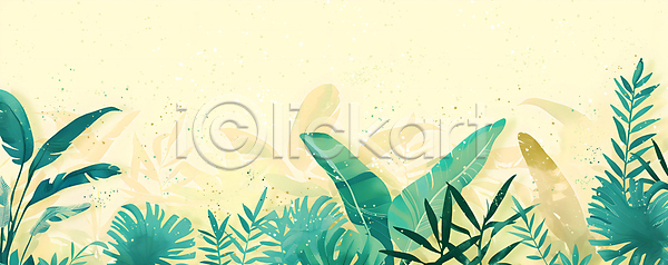 휴식 사람없음 PSD 일러스트 나뭇잎 백그라운드 여름(계절) 열대 자연 초록색 카피스페이스 트로피컬아트 풀(식물) 풍경(경치) 프레임