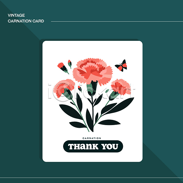 감사 사랑 사람없음 AI(파일형식) 일러스트 5월 가정의달 꽃 나비 분홍색 스승의날 어버이날 엽서 카네이션 카드(감사) 편지