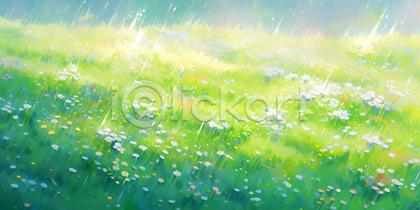사람없음 JPG 일러스트 꽃 백그라운드 봄 봄비 봄풍경 여름(계절) 여름풍경 잔디 초록색 풍경(경치) 햇빛