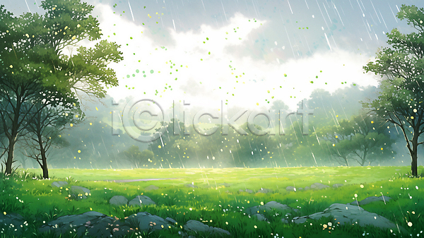 사람없음 JPG 일러스트 꽃 나무 백그라운드 봄 봄비 봄풍경 숲 여름(계절) 여름풍경 잔디 초록색 풍경(경치)
