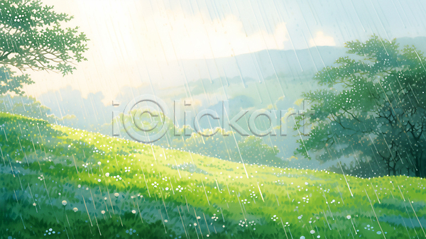 사람없음 JPG 일러스트 꽃 나무 백그라운드 봄 봄비 봄풍경 숲 여름(계절) 여름풍경 잔디 초록색 풍경(경치) 햇빛