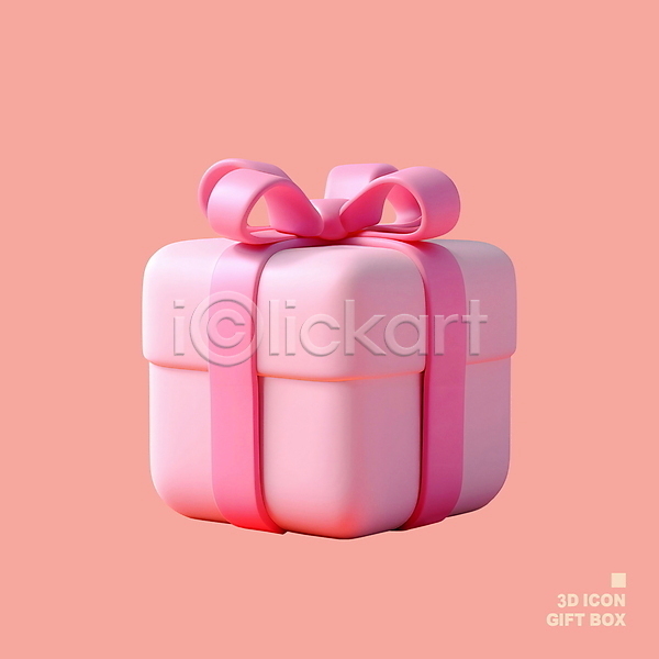 사람없음 3D 3D아이콘 PSD 아이콘 3D소스 리본 분홍색 상자 선물 선물상자 쇼핑 한개