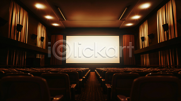 사람없음 JPG 디지털합성 편집이미지 내부 스크린 스피커 영화 영화관 의자