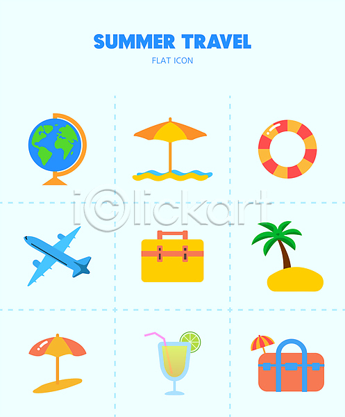 사람없음 AI(파일형식) 아이콘 비행기 섬 야자수 여름(계절) 여름휴가 여행가방 음료 지구본 탐험 태양 튜브 하늘색 해변 해외여행 휴가