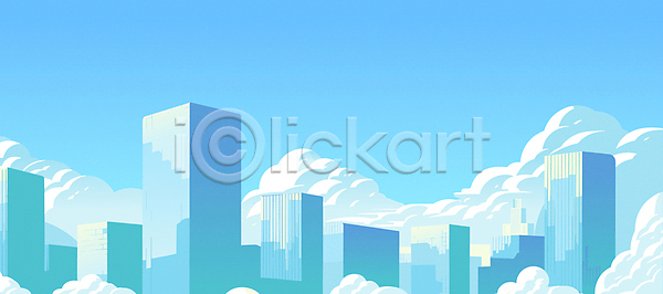 성공 사람없음 AI(파일형식) 일러스트 건물 구름(자연) 단순화된 백그라운드 비즈니스 빌딩 여름(계절) 파란색 하늘