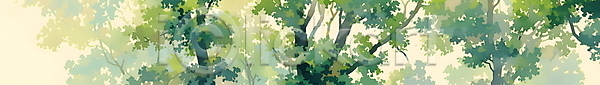 사람없음 JPG 일러스트 나무 백그라운드 수채화(물감) 숲 여름(계절) 자연 초록색