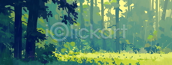 고요 평화 사람없음 JPG 일러스트 나무 나뭇잎 백그라운드 비(날씨) 숲 숲길 여름(계절) 자연 잔디 초록색 초원(자연) 풀(식물) 풍경(경치)