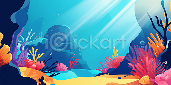 분위기 사람없음 JPG 일러스트 돌(바위) 바다 백그라운드 산호 산호초 여름풍경 여름휴가 자연 카피스페이스 파란색