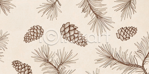 사람없음 JPG 일러스트 가을(계절) 갈색 국내일러스트 낙엽 솔방울 솔잎 자연 패턴