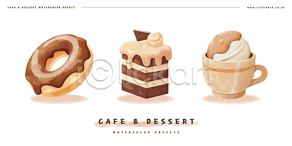 사람없음 PSD 일러스트 2025트렌드 갈색 국내일러스트 도넛 머그컵 모카무스 브라우니 수채화(물감) 아포카토 엘리먼트 초코시럽 카페 트렌드컬러