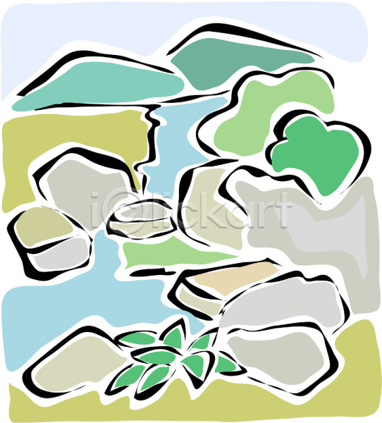 사람없음 EPS 일러스트 개울 계곡 돌(바위) 바위(돌) 백그라운드 산 식물 야외 자연 주간 클립아트 풀(식물) 풍경(경치)