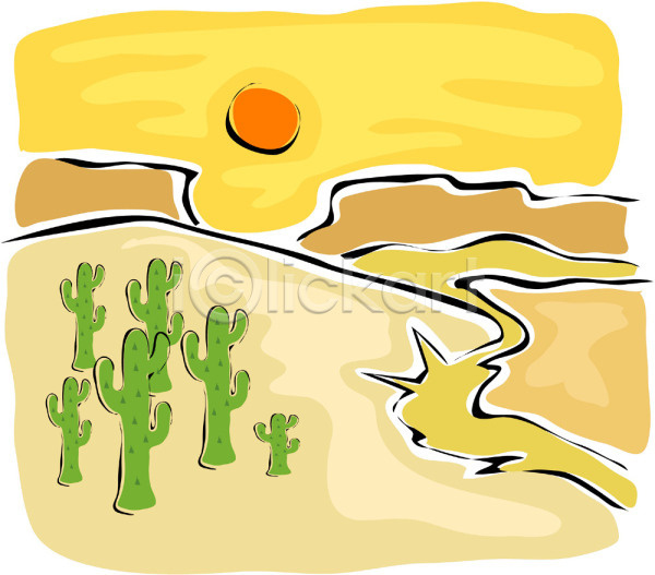사람없음 EPS 일러스트 길 노을 모래 백그라운드 사막 선인장 식물 야외 자연 주간 클립아트 태양 풍경(경치) 해