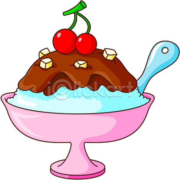시원함 차가움 사람없음 EPS 아이콘 과일 그릇 디저트 빙수 숟가락 식재료 아이스크림 얼음 여름음식 제철음식 젤리 체리 팥 팥빙수 한그릇