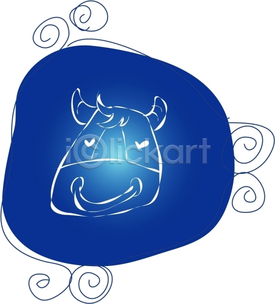 사람없음 EPS 일러스트 동물 별 별자리 소 운세 육지동물 척추동물 컬러 클립아트 파란색 포유류 한마리 황소 황소자리