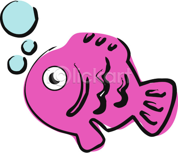 사람없음 EPS 일러스트 동물 물방울 분홍색 붕어 어류 척추동물 캐릭터 컬러 클립아트 한마리