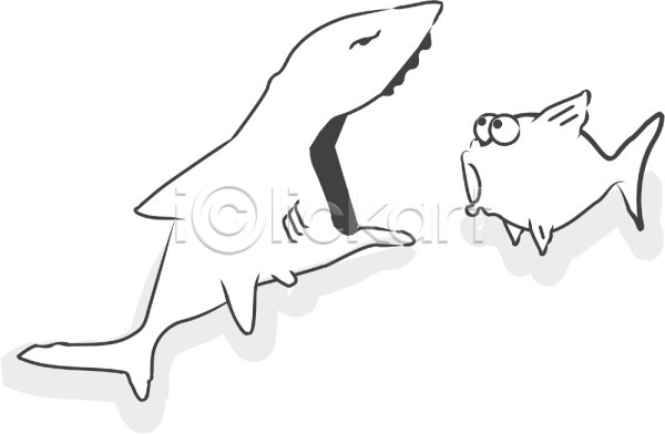 사람없음 EPS 일러스트 놀람 동물 두마리 먹기 바다동물 상어 어류 척추동물 클립아트