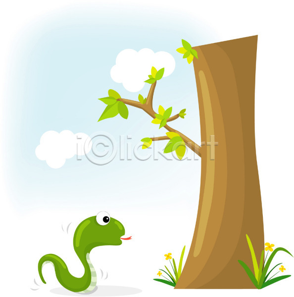 사람없음 EPS 일러스트 구름(자연) 나무 동물 백그라운드 뱀 뱀띠 식물 십이지신 야외 운세 주간 척추동물 클립아트 파충류 풍경(경치) 하늘 한그루