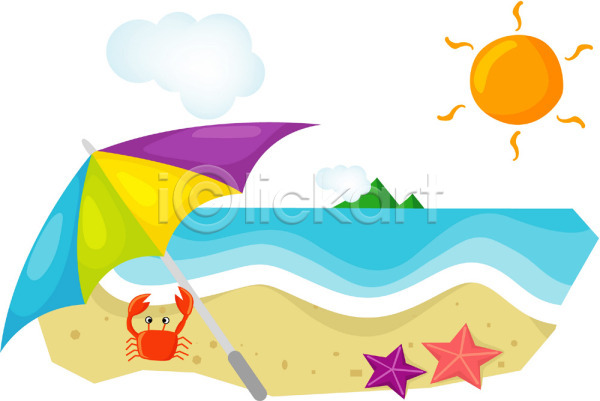 사람없음 EPS 일러스트 게 계절 구름(자연) 모래사장 바다 백그라운드 불가사리 섬 야외 여름(계절) 여행 자연 주간 클립아트 태양 파라솔 풍경(경치) 하늘 해 해변 휴가