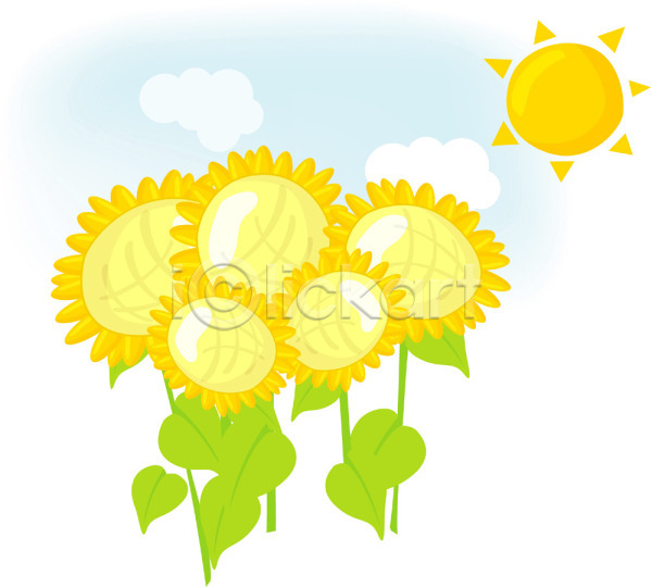 사람없음 EPS 일러스트 계절 구름(자연) 꽃 백그라운드 식물 야외 여름(계절) 여름꽃 자연 주간 클립아트 태양 풍경(경치) 하늘 해 해바라기