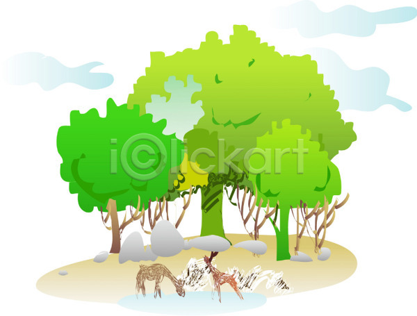 사람없음 EPS 일러스트 계절 나무 돌(바위) 동물 바위(돌) 백그라운드 사계절 사슴 숲 식물 야외 여름(계절) 자연 주간 클립아트 풍경(경치)