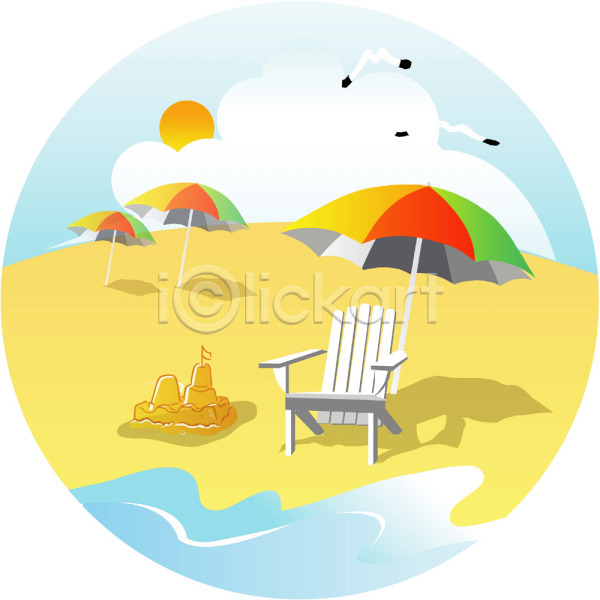 사람없음 EPS 일러스트 갈매기 구름(자연) 놀이용품 동물 모래사장 모래성 바다 백그라운드 생활용품 선베드 야외 여름(계절) 여행 자연 접이식의자 조류 주간 클립아트 태양 파라솔 풍경(경치) 하늘 해 해변 해수욕 휴가