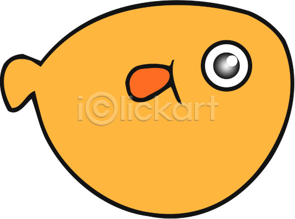 사람없음 EPS 일러스트 동물 바다동물 복어 어류 주황색 척추동물 캐릭터 컬러 클립아트 한마리
