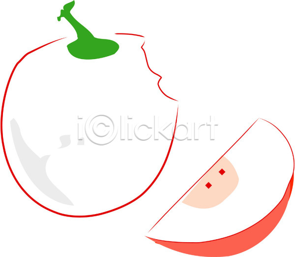 사람없음 EPS 일러스트 과일 농작물 두개 빨간색 사과(과일) 식물 씨앗 열매 음식 조각 조각(조소) 컬러 클립아트