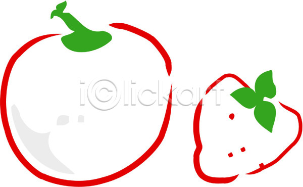 사람없음 EPS 일러스트 과일 농작물 두개 딸기 빨간색 사과(과일) 식물 열매 음식 컬러 클립아트