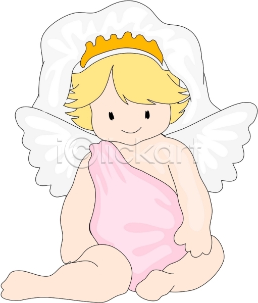상상 사람 아기 아기만 한명 EPS 일러스트 날개(비행) 면사포 베일 별자리 앉기 운세 전신 처녀자리 천사 클립아트