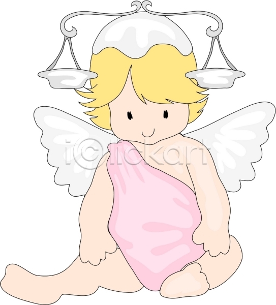 상상 사람 아기 아기만 한명 EPS 일러스트 날개(비행) 별자리 앉기 양팔저울 운세 저울 전신 천사 천칭자리 클립아트