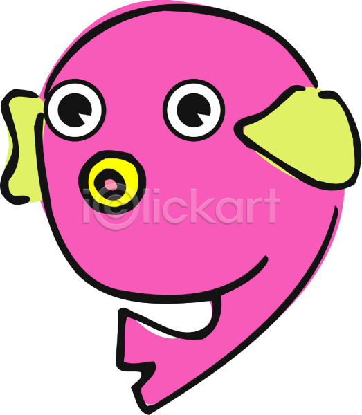 사람없음 EPS 일러스트 동물 바다동물 복어 분홍색 어류 척추동물 캐릭터 컬러 클립아트 한마리