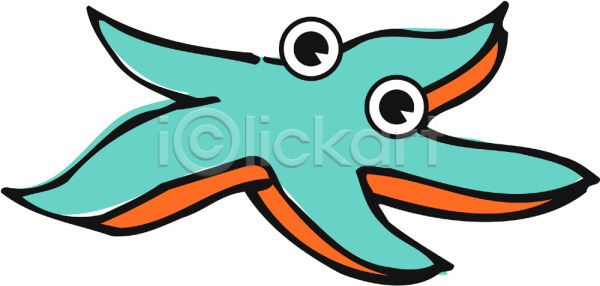 사람없음 EPS 일러스트 극피동물 동물 바다동물 별 불가사리 일러캐릭터 캐릭터 컬러 클립아트 하늘색 한마리